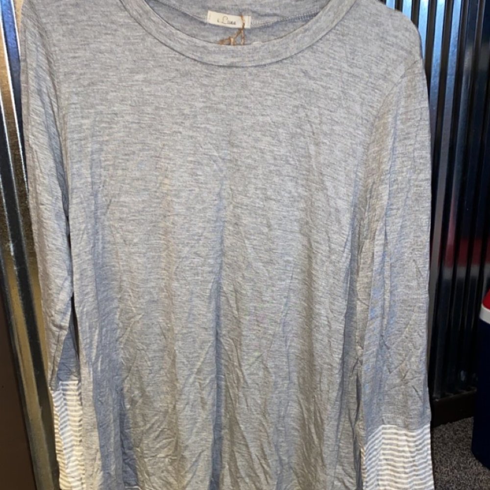 Gray Shirt with White sleeves and bottom